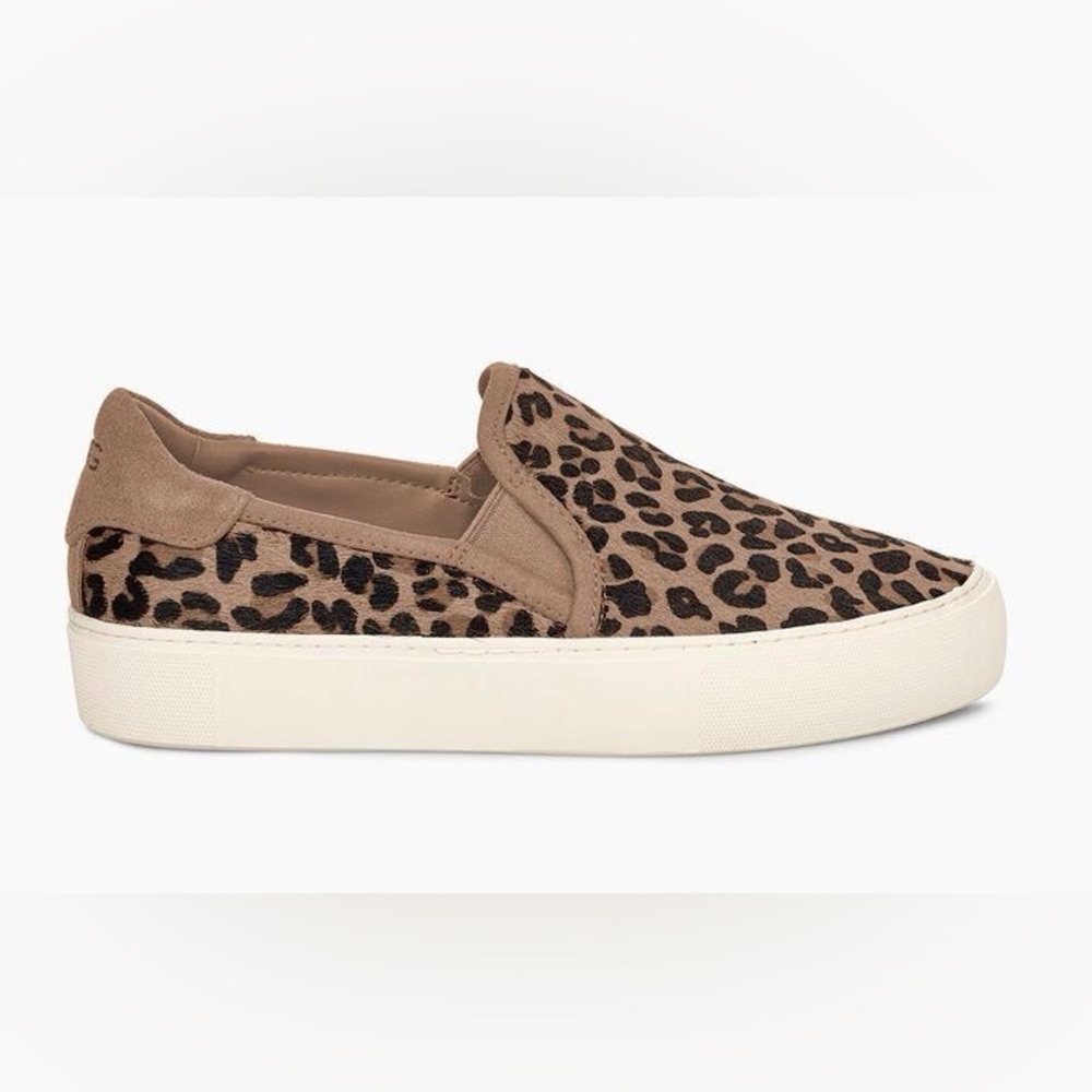 UGG Jass Exotic Leopard Print Calf Hair Slip On Flats Sneakers SZ 10 Shoes - Picture 2 of 6